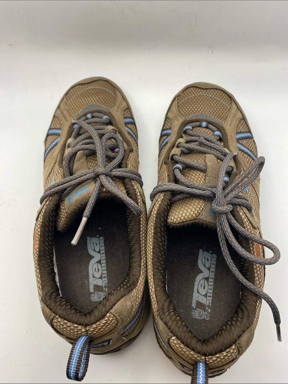 Teva Men's Brown Athletic Shoes with Blue Accents